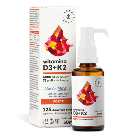 Witamina D3 4000 IU + K2, MCT, krople 50 ml Witamina D3 4000 IU + K2, MCT, krople 50 ml