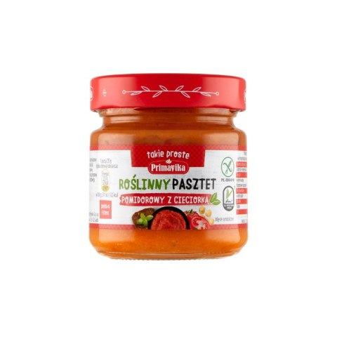 PRIMAVIKA Pasztet pomidorowy z cieciorką roślinny 160g PRIMAVIKA Pasztet pomidorowy z cieciorką roślinny 160g