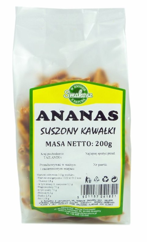 SMAKOSZ Ananas suszony kawałki 200g SMAKOSZ Ananas suszony kawałki 200g