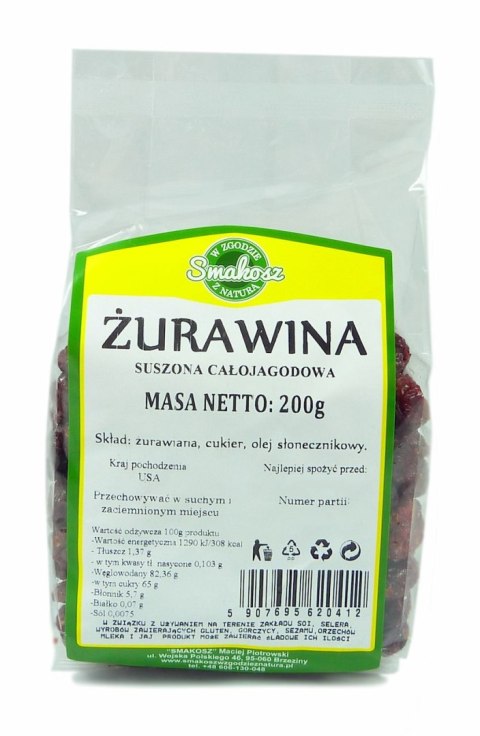 SMAKOSZ Żurawiny CAŁE kandyzowane 200g SMAKOSZ Żurawiny CAŁE kandyzowane 200g
