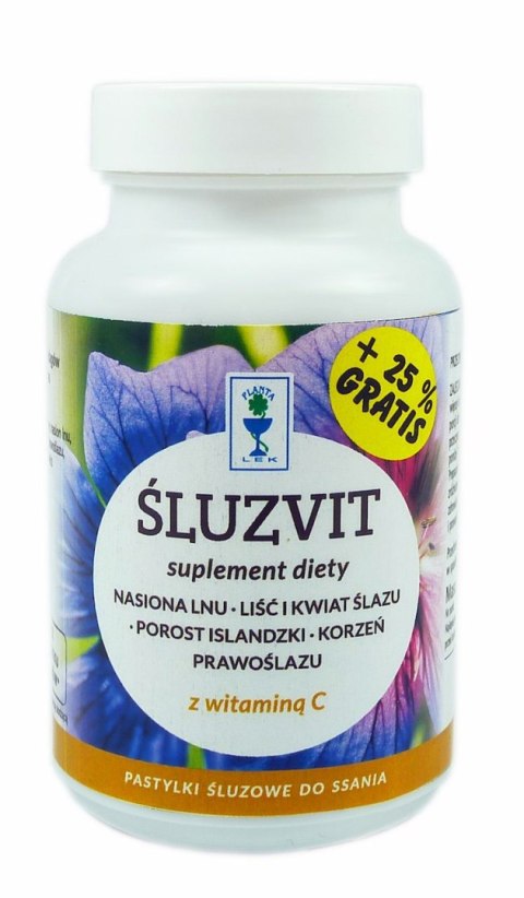Śluzvit pastylki bez cukru SŁOIK 80g + 25% gratis PLANTA-LEK Śluzvit pastylki bez cukru SŁOIK 80g + 25% gratis PLANTA-LEK