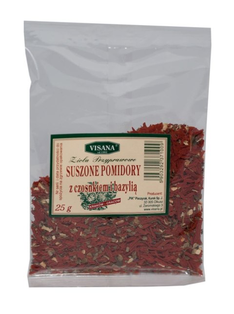 Suszone pomidory+czosnek+bazylia 25g VISANA Suszone pomidory+czosnek+bazylia 25g VISANA