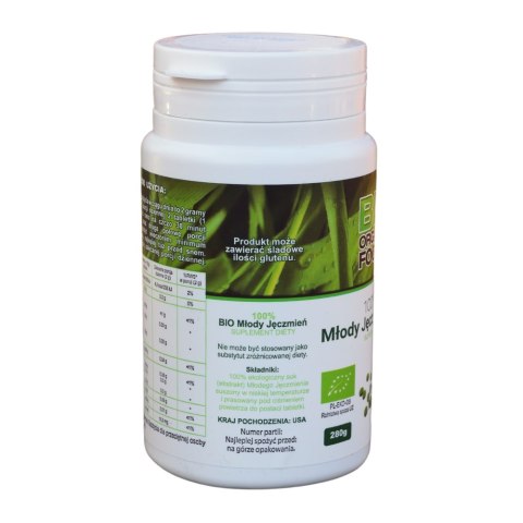 100% BIO Młody jęczmień TABLETKI 280g (ekstrakt - sok) BIO ORGANIC FOODS 100% BIO Młody jęczmień TABLETKI 280g (ekstrakt - sok) BIO ORGANIC FOODS