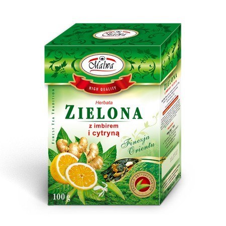 Herbata zielona z imbirem i cytryną 100g MALWA Herbata zielona z imbirem i cytryną 100g MALWA