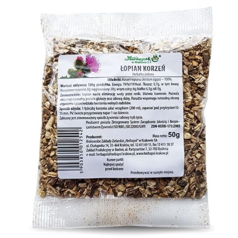 Łopian korzeń 50g HERBAPOL KRAKÓW Łopian korzeń 50g HERBAPOL KRAKÓW