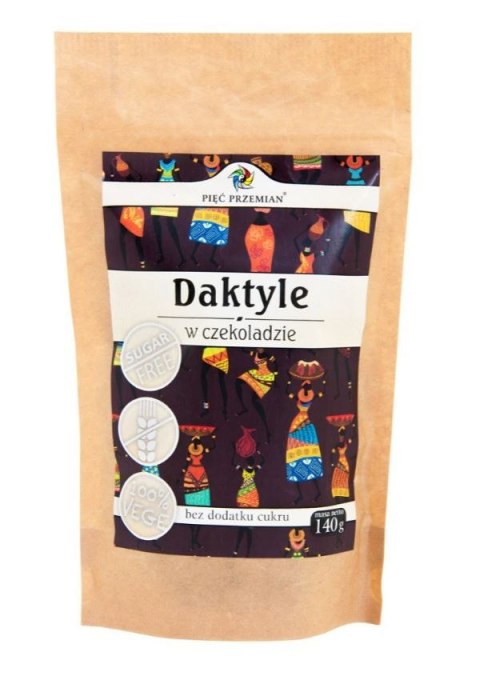 PIĘĆ PRZEMIAN Daktyle w czekoladzie bez cukru bezglutenowe 140g PIĘĆ PRZEMIAN Daktyle w czekoladzie bez cukru bezglutenowe 140g