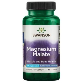 SWANSON Magnesium Malate 150mg magnezu, 60tabl. - Jabłczan magnezu