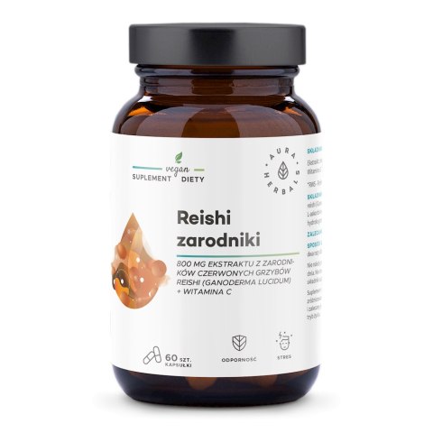 AURA HERBALS Reishi zarodniki 800mg + witamina C 60 veg. kaps. AURA HERBALS Reishi zarodniki 800mg + witamina C 60 veg. kaps.