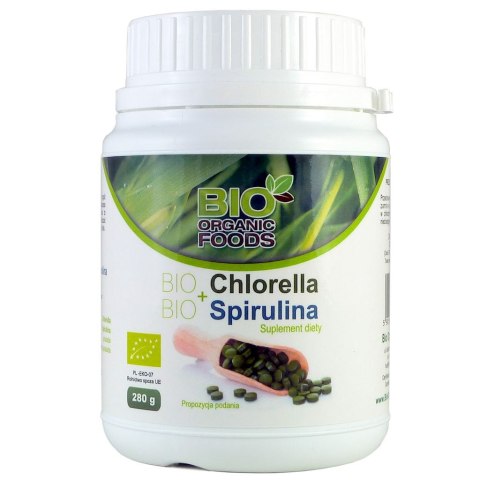 BIO Chlorella + BIO Spirulina w tabletkach 280g BIO ORGANIC FOODS BIO Chlorella + BIO Spirulina w tabletkach 280g BIO ORGANIC FOODS