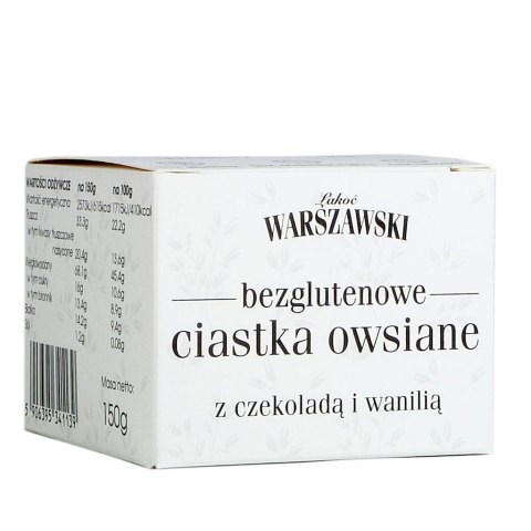 ŁAKOĆ WARSZAWSKI - Ciastka owsiane z czekoladą i wanilią bezglutenowe 150g ŁAKOĆ WARSZAWSKI - Ciastka owsiane z czekoladą i wanilią bezglutenowe 150g