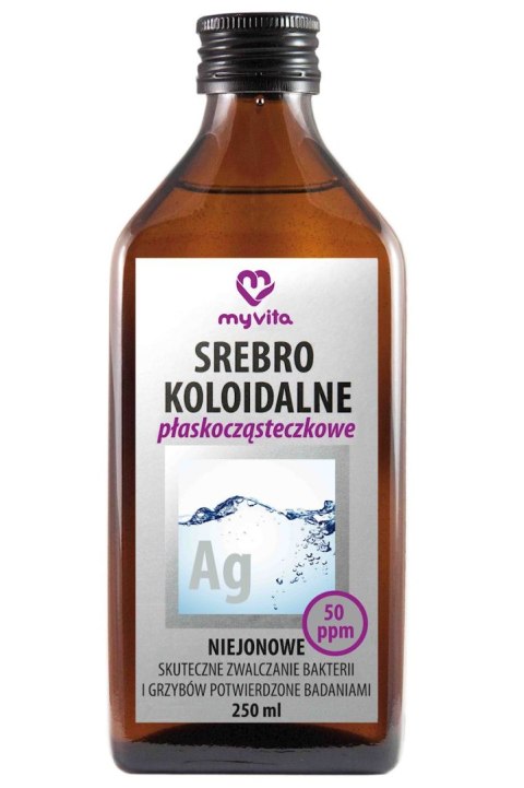 MyVita Srebro koloidalne płaskocząsteczkowe niejonowe 50ppm 250ml MyVita Srebro koloidalne płaskocząsteczkowe niejonowe 50ppm 250ml