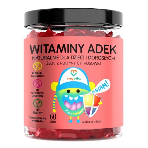 MyVita Żelki Witaminy ADEK z pektyny cytrusowej 60 sztuk (dzieci i dorośli) MyVita Żelki Witaminy ADEK z pektyny cytrusowej 60 sztuk (dzieci i dorośli)