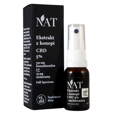 NAT Ekstrakt z konopi Full Spectrum 5% CBD + melatonina 15ml aerozol NAT Ekstrakt z konopi Full Spectrum 5% CBD + melatonina 15ml aerozol