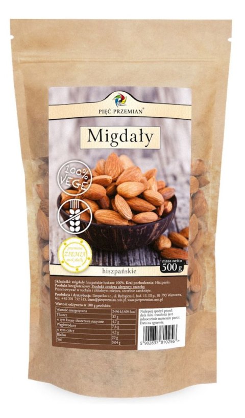 PIĘĆ PRZEMIAN Migdały 500g PIĘĆ PRZEMIAN Migdały 500g