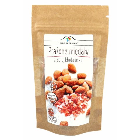 PIĘĆ PRZEMIAN Migdały prażone z solą kłodawską 100g PIĘĆ PRZEMIAN Migdały prażone z solą kłodawską 100g