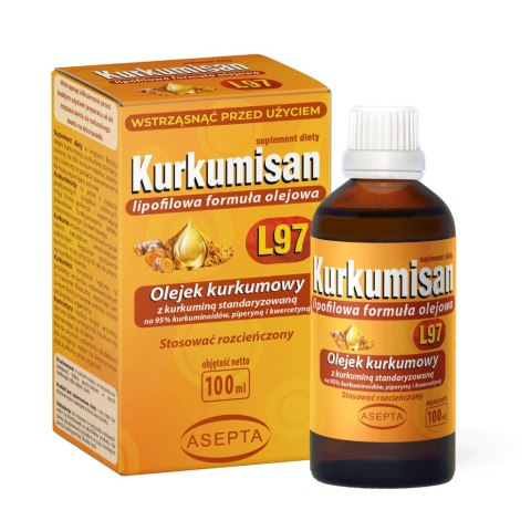 ASEPTA Kurkumisan L97 100ml - olejek kurkumowy z piperyną i kwercetyną ASEPTA Kurkumisan L97 100ml - olejek kurkumowy z piperyną i kwercetyną