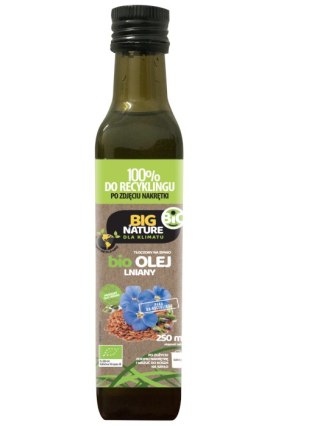BIG NATURE Olej lniany tłoczony na zimno BIO 250ml