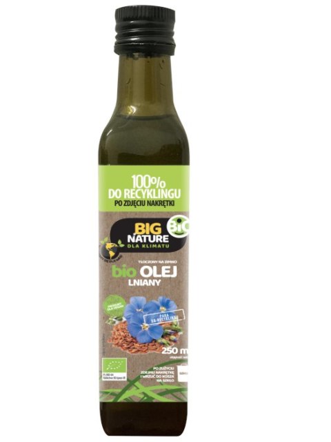 BIG NATURE Olej lniany tłoczony na zimno BIO 250ml BIG NATURE Olej lniany tłoczony na zimno BIO 250ml