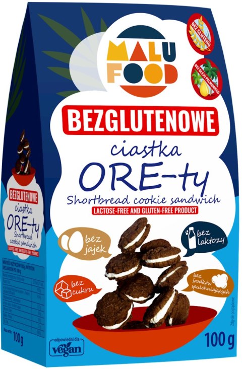 MALU FOOD Ciastka ORE-ty bezglutenowe bez cukru 100g MALU FOOD Ciastka ORE-ty bezglutenowe bez cukru 100g