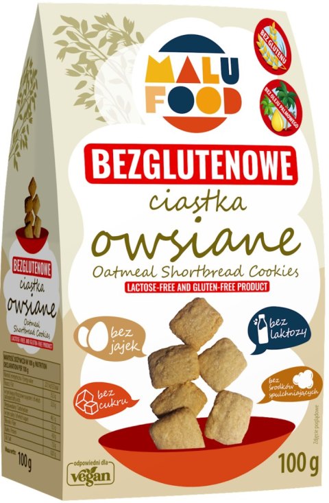 MALU FOOD Ciastka Owsiane bezglutenowe bez cukru 100g MALU FOOD Ciastka Owsiane bezglutenowe bez cukru 100g