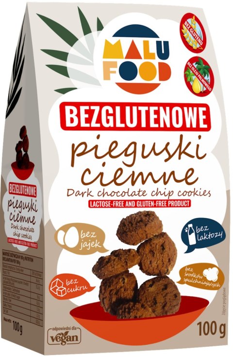MALU FOOD Ciastka Pieguski ciemne bezglutenowe bez cukru 100g MALU FOOD Ciastka Pieguski ciemne bezglutenowe bez cukru 100g