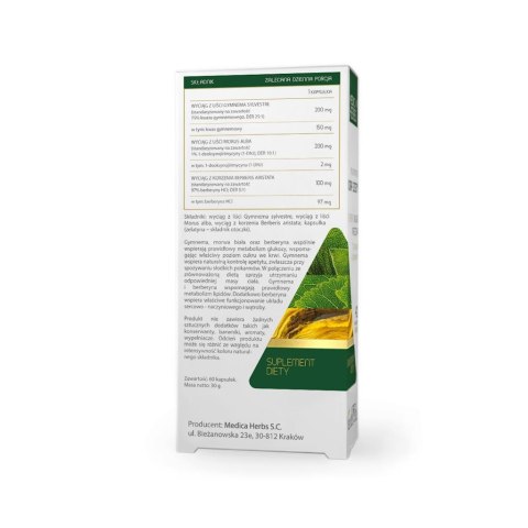 MEDICA HERBS Gymnema, Morwa, Berberyna 60 kaps. MEDICA HERBS Gymnema, Morwa, Berberyna 60 kaps.
