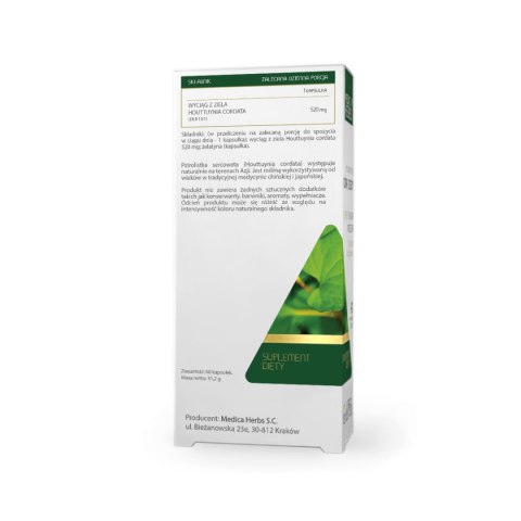 MEDICA HERBS Houttuynia (Pstrolistka Sercowata) 520mg, 60 kaps. MEDICA HERBS Houttuynia (Pstrolistka Sercowata) 520mg, 60 kaps.