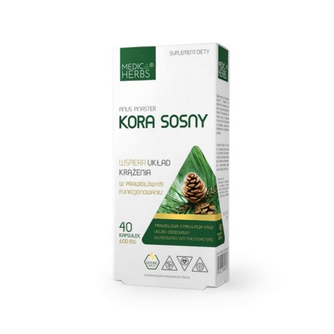 MEDICA HERBS Kora Sosny 600mg, 40 kaps. (390mg OPC) MEDICA HERBS Kora Sosny 600mg, 40 kaps. (390mg OPC)