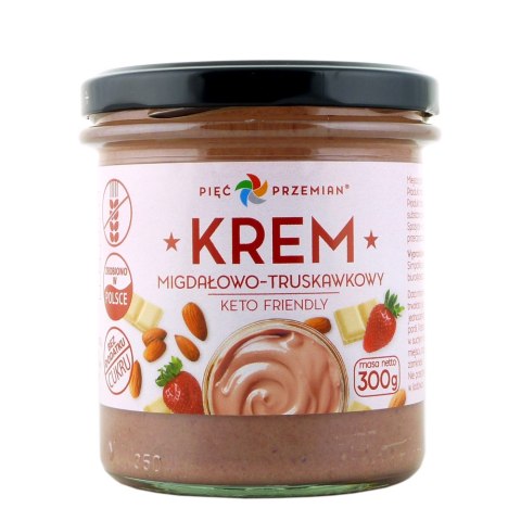 PIĘĆ PRZEMIAN Krem migdałowo-truskawkowy KETO 300g PIĘĆ PRZEMIAN Krem migdałowo-truskawkowy KETO 300g