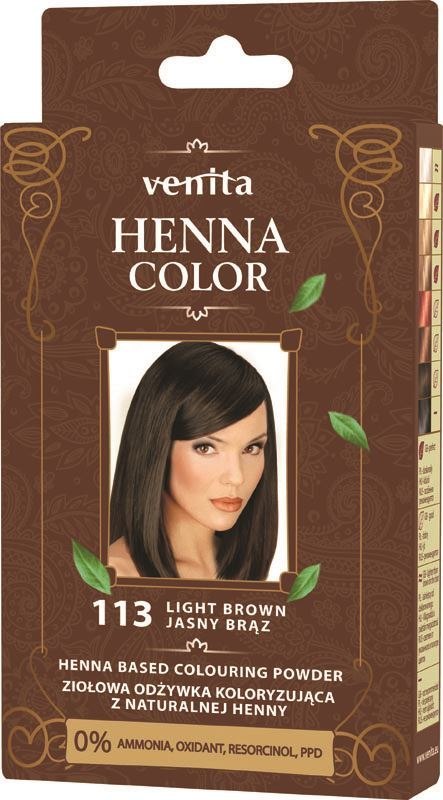 VENITA henna proszek nr 113 jasny brąz 25g - ziołowa odżywka koloryzująca VENITA henna proszek nr 113 jasny brąz 25g - ziołowa odżywka koloryzująca
