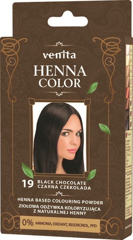 VENITA henna proszek nr 19 czarna czekolada 25g - ziołowa odżywka koloryzująca VENITA henna proszek nr 19 czarna czekolada 25g - ziołowa odżywka koloryzująca