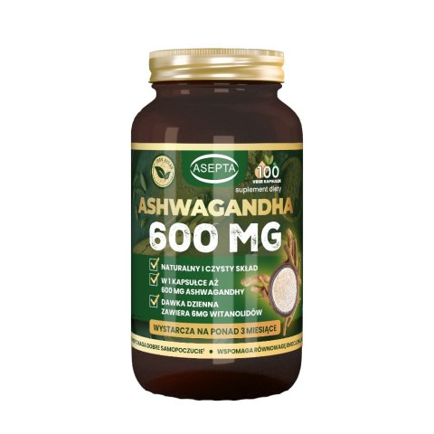 ASEPTA Ashwagandha ekstrakt 600mg, 100 kaps. ASEPTA Ashwagandha ekstrakt 600mg, 100 kaps.