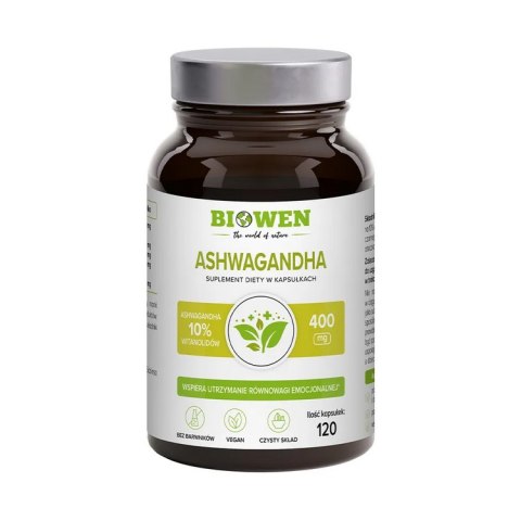 BIOWEN Ashwagandha ekstrakt 400mg, 120 kapsułek BIOWEN Ashwagandha ekstrakt 400mg, 120 kapsułek
