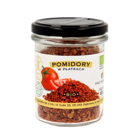PIĘĆ PRZEMIAN Pomidory w płatkach bezglutenowe BIO 65g PIĘĆ PRZEMIAN Pomidory w płatkach bezglutenowe BIO 65g